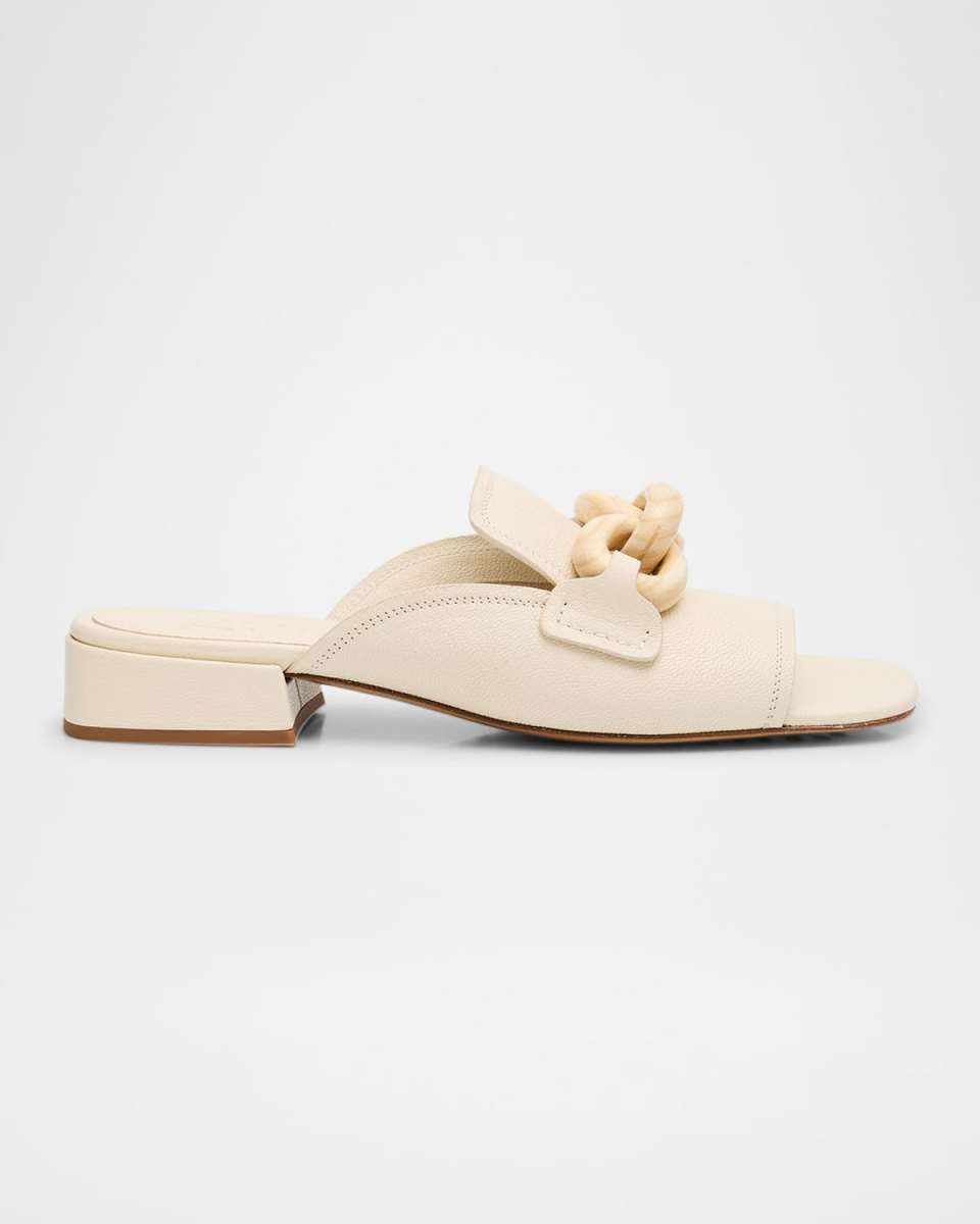 Enna Leather Chain Loafer Mules